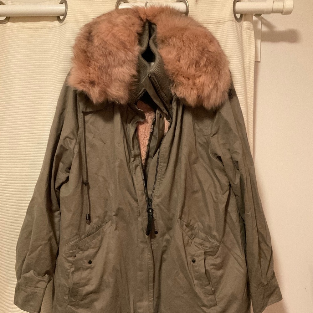 Derek Lam 10 Crosby Jacket with  Real Fox Fur Trim